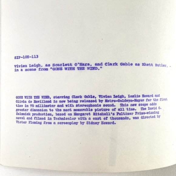 c1970 Gone with the Wind Movie Still Black White ReRelease Photo SIP-108-113 - Picture 4 of 4